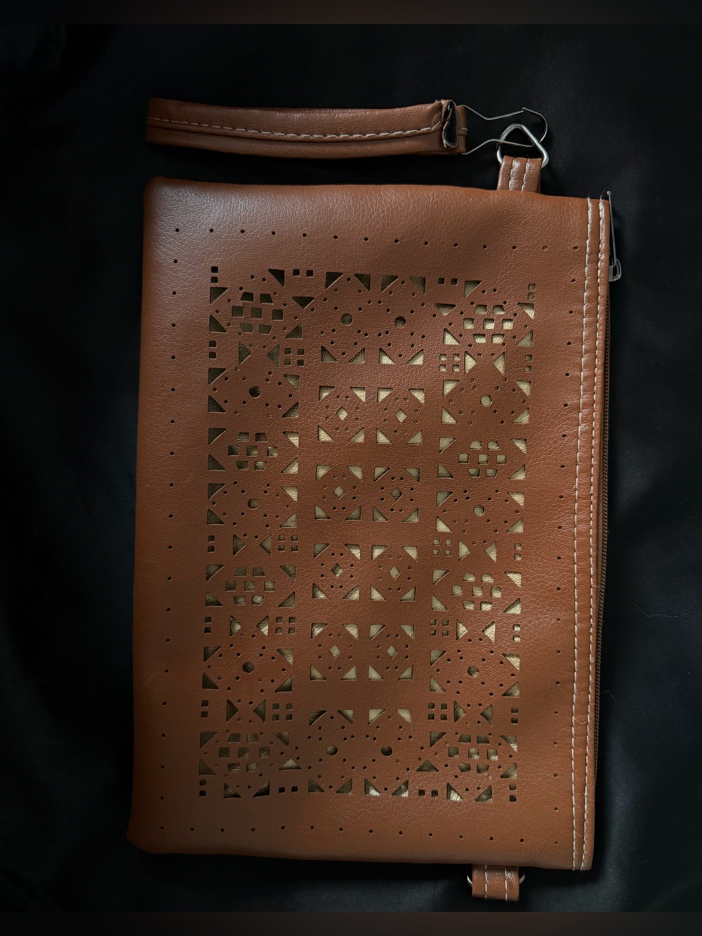 Brown Perforated Women’s Clutch Bag